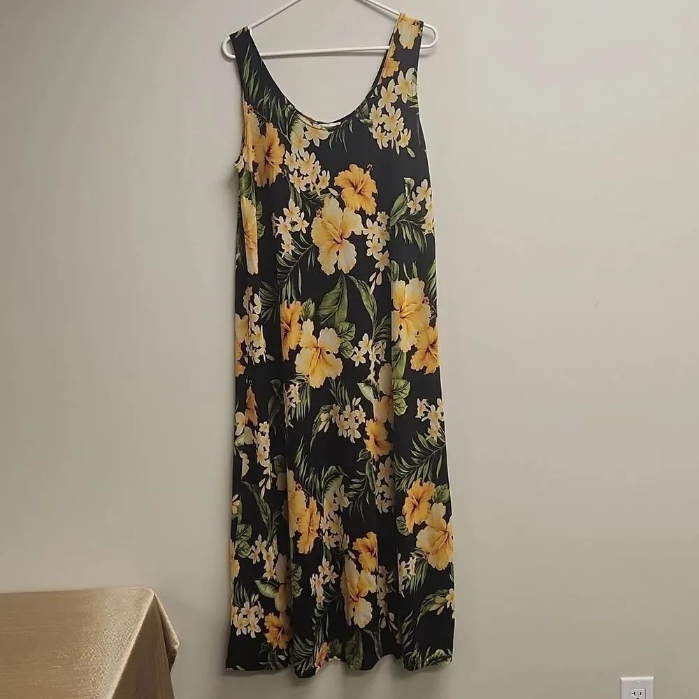 Vintage JNJ Fashion Hibiscus Print Dress XL